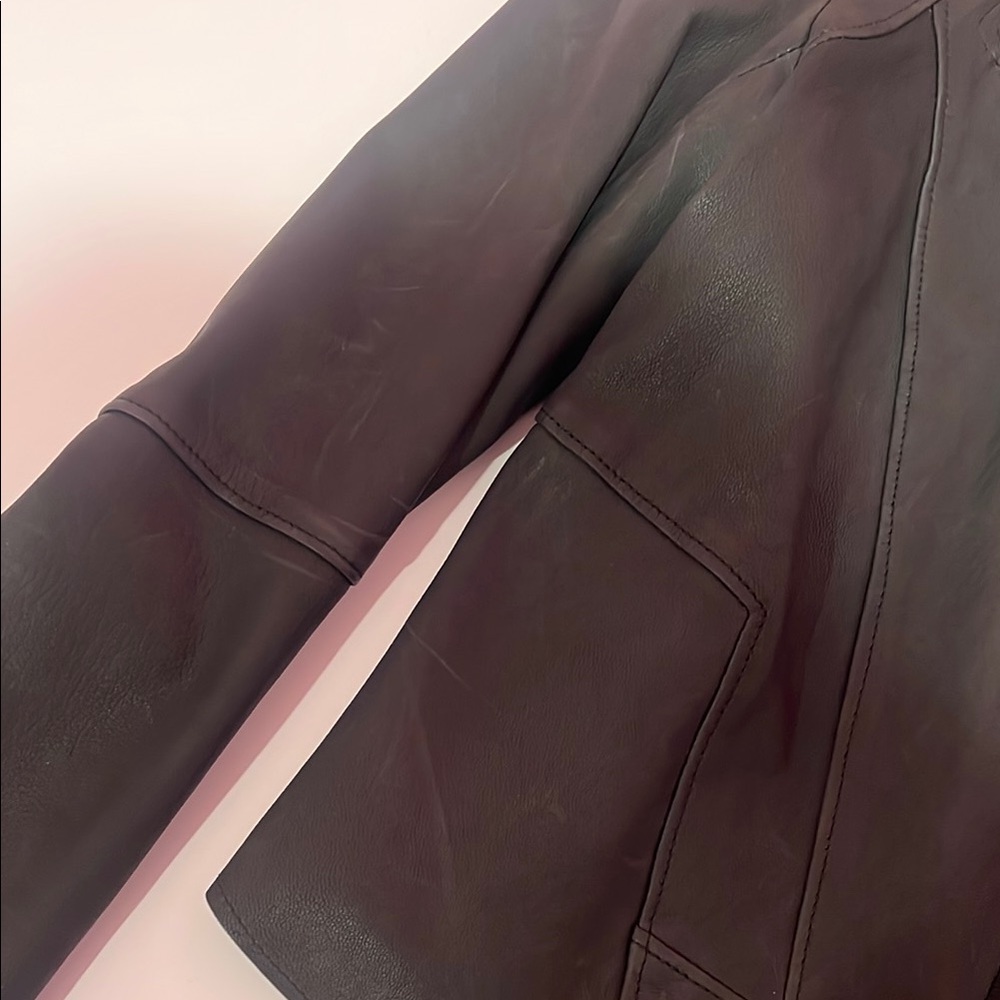 Zara Black Leather Jacket With Structured Fit - image 3